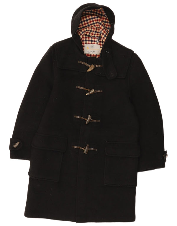 Aquascutum Trenca con capucha para hombre UK 36 Small Black New Wool