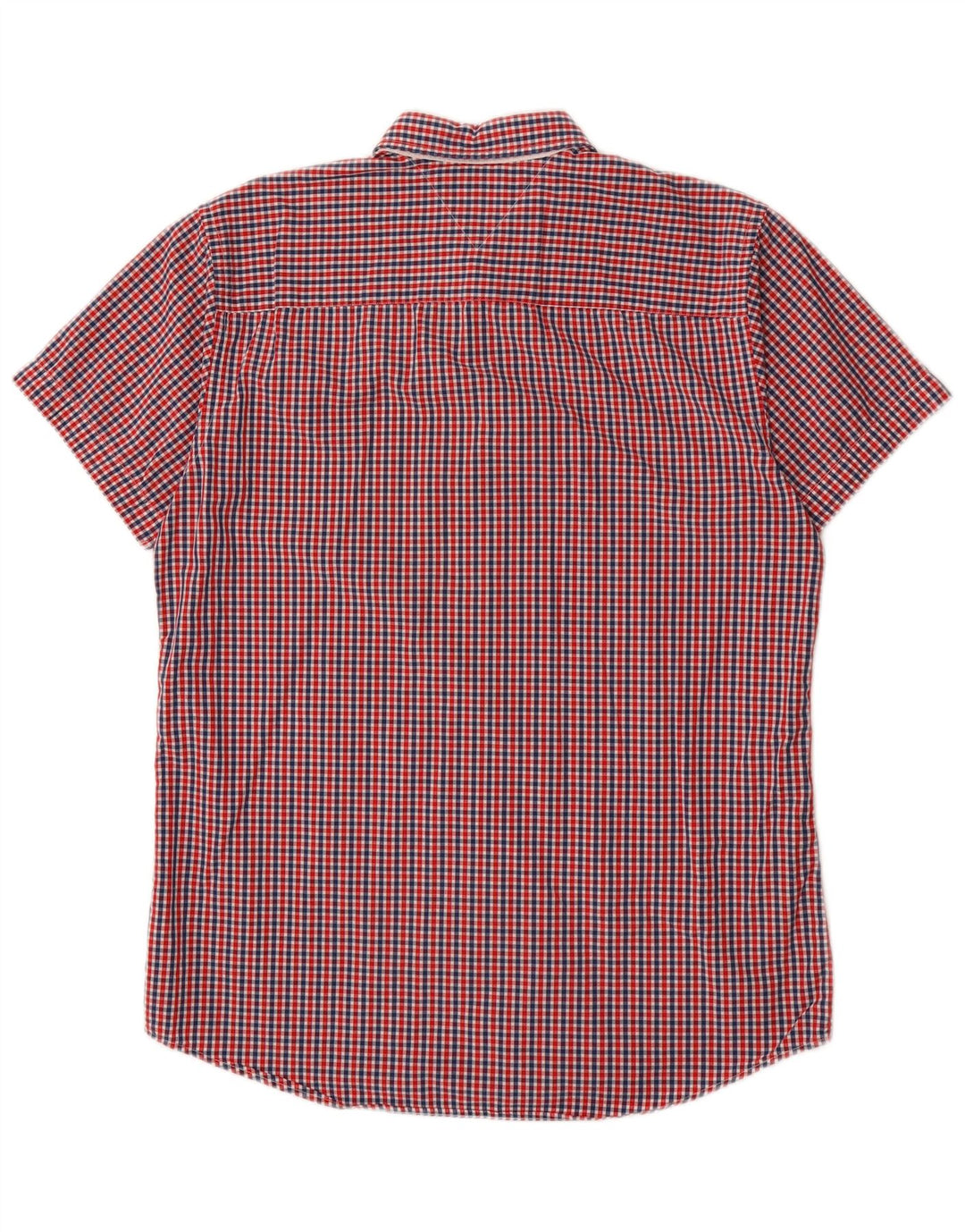 TOMMY HILFIGER Mens Short Sleeve Shirt Large Red Check Cotton