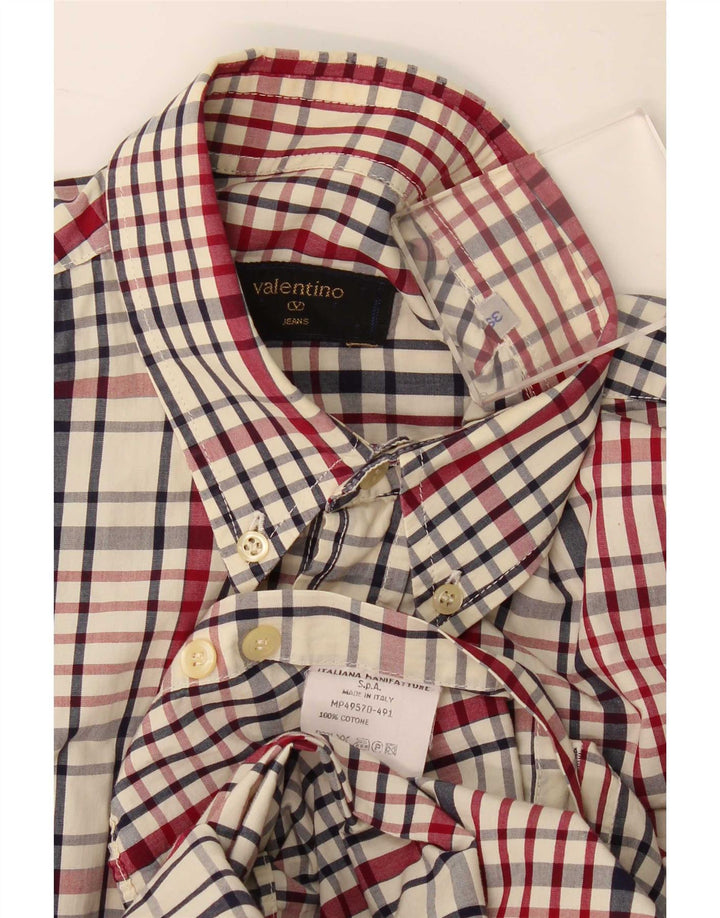 Valentino Camisa Hombre Talla 39 Mediana Algodón Cuadros Multicolor