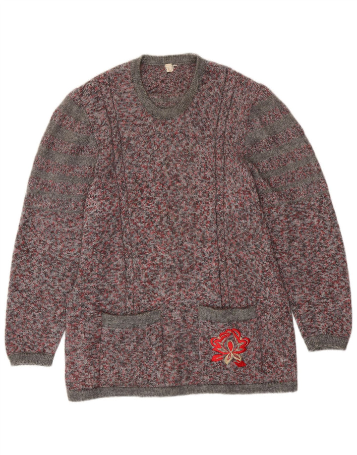 VINTAGE Mujer Crew Neck Jumper Suéter Reino Unido 16 Grande Multicolor Flecked