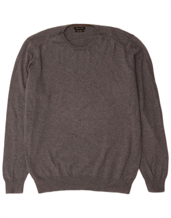 Massimo Dutti Jersey Cuello Redondo Hombre XL Gris Algodón