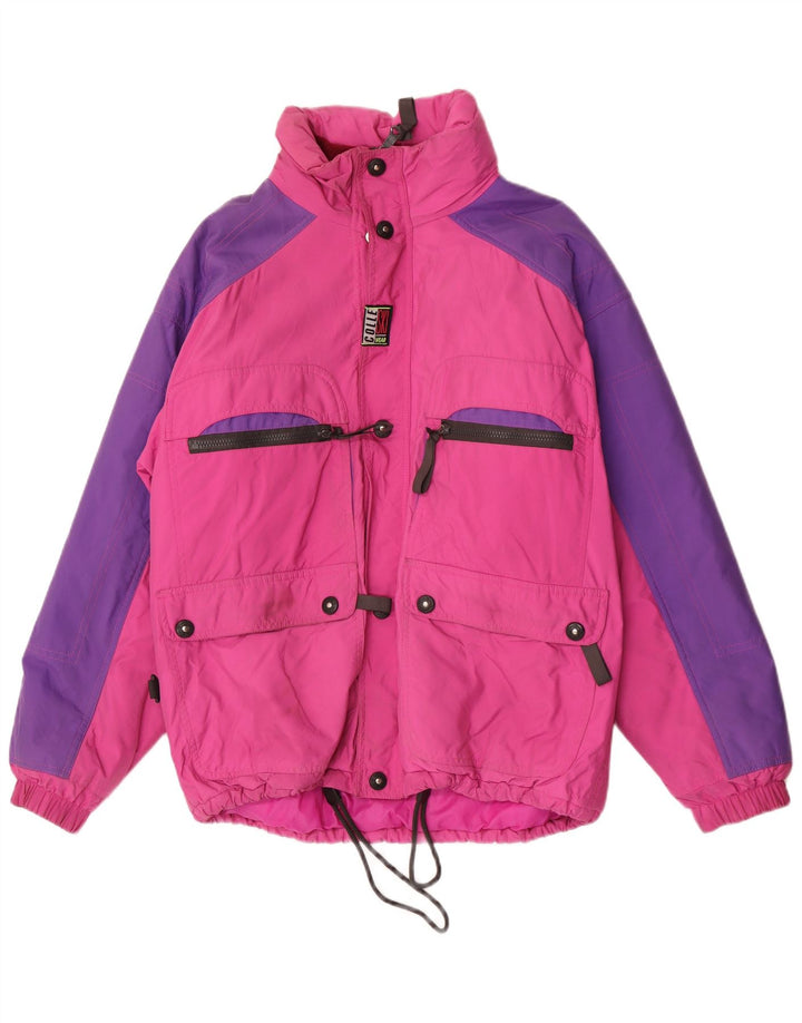 Colle Chaqueta de esquí con capucha para hombre IT 48 Nylon color block mediano rosa