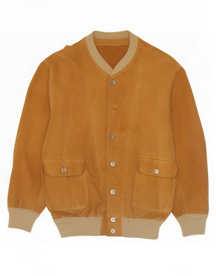 Vintage hombres ante bomber chaqueta Reino Unido 38 marrón medio