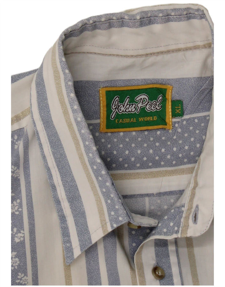 John Peel Camisa de manga corta para hombre XL Azul Rayas