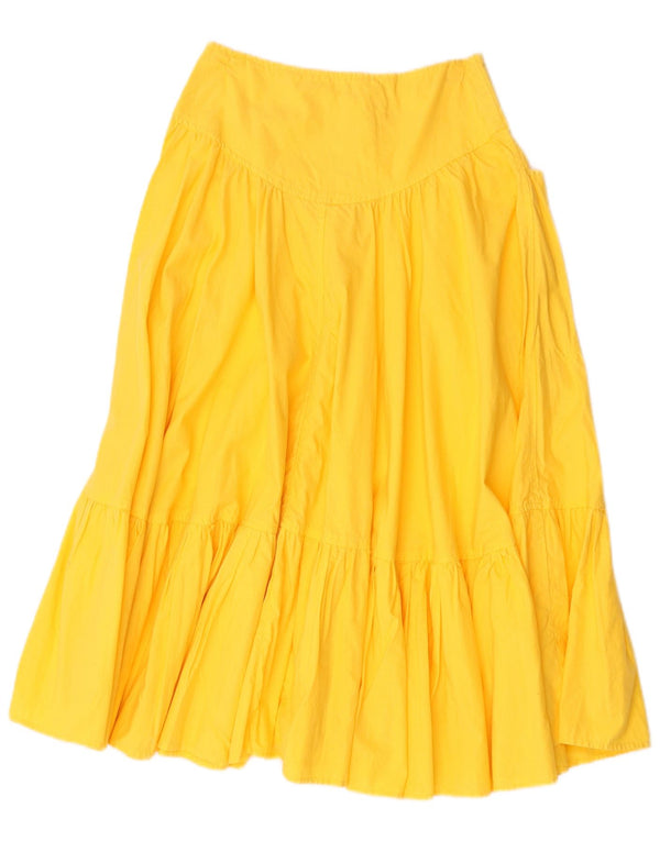 Benetton Falda Escalonada De Talle Alto IT 40 Small W26 Algodón Amarillo