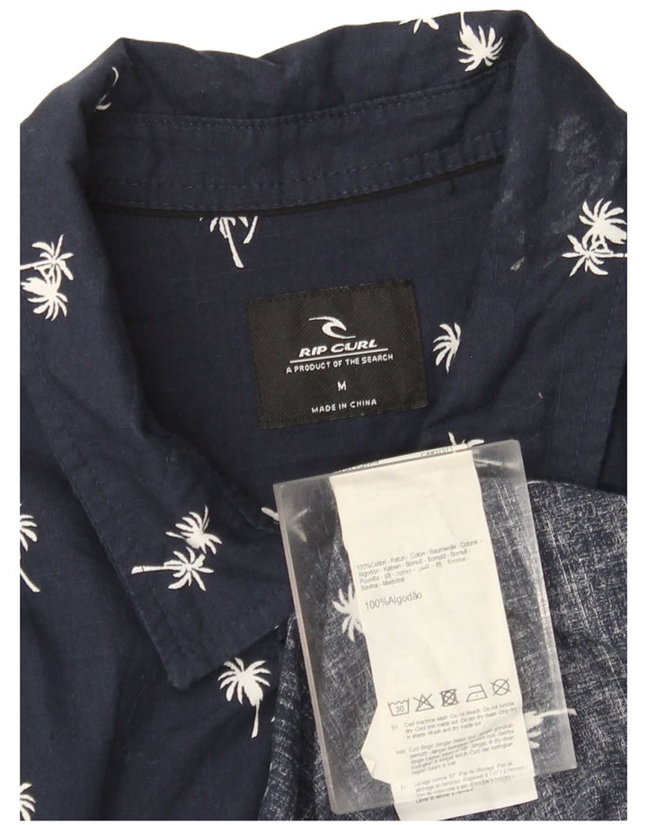 Rip Curl - Camisa de manga corta con estampado abstracto para hombre, color azul marino mediano, hawaiana