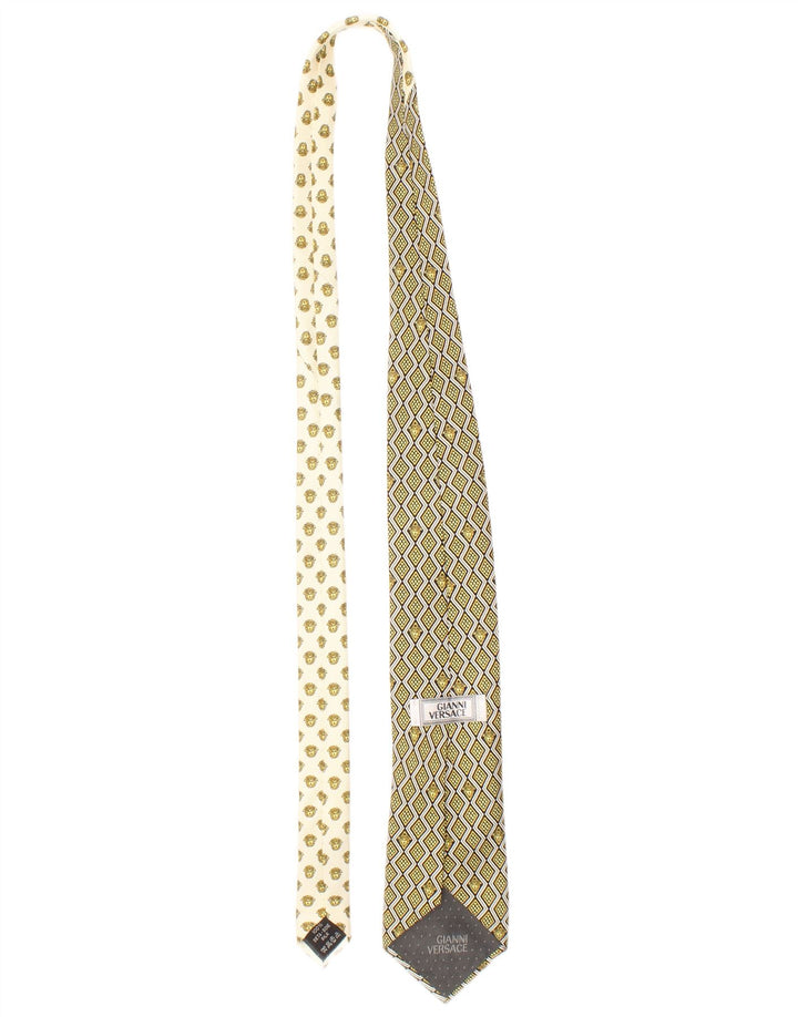 Gianni Versace Corbata para hombre Talla única Diseñador de seda geométrico amarillo