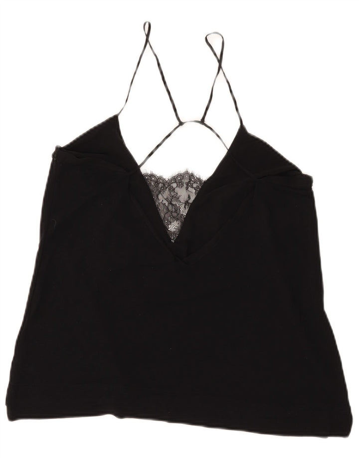 Zara Mujer Halter Top UK 42 Mediano Negro