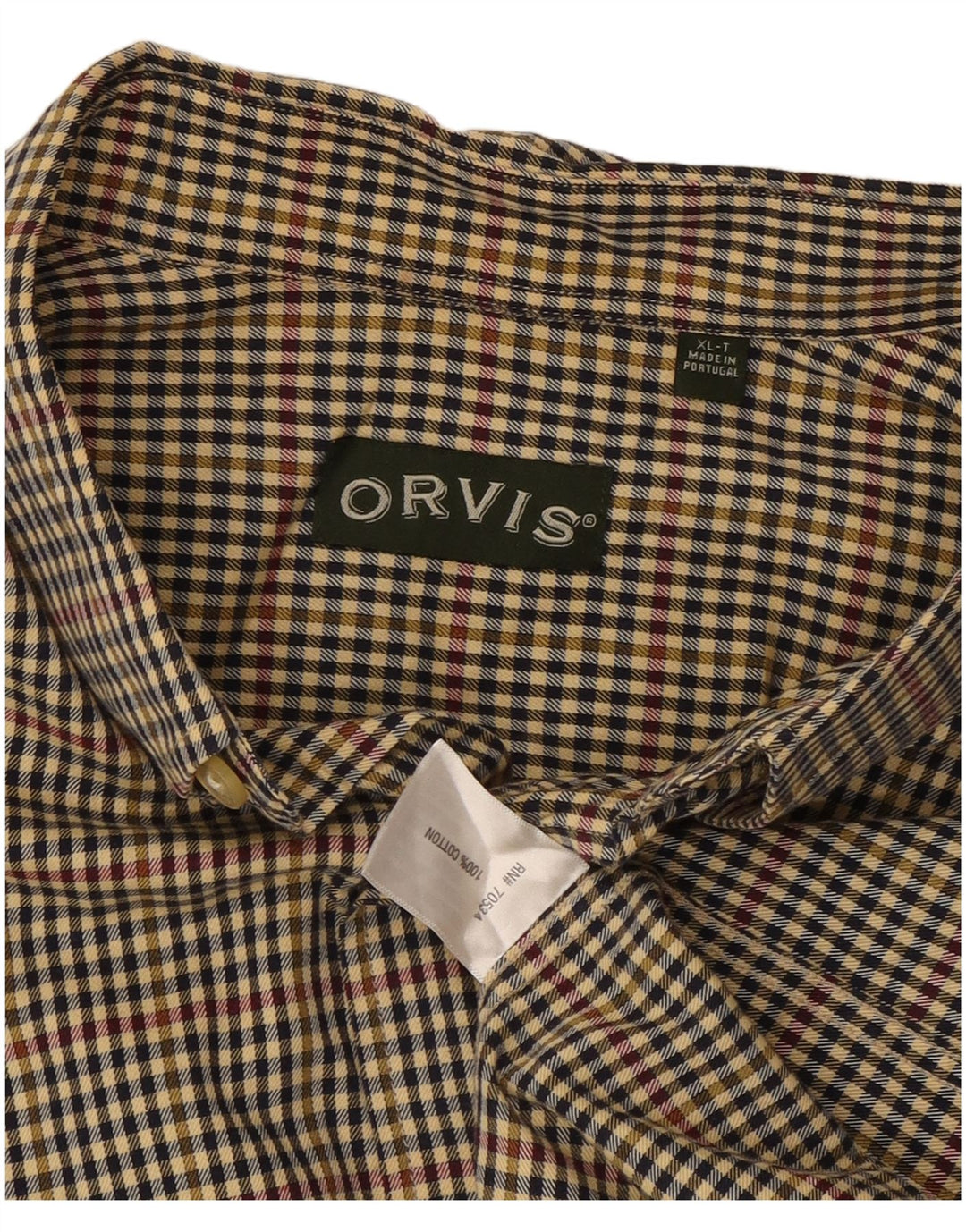 Orvis Camisa alta para hombre XL Algodón a cuadros multicolor