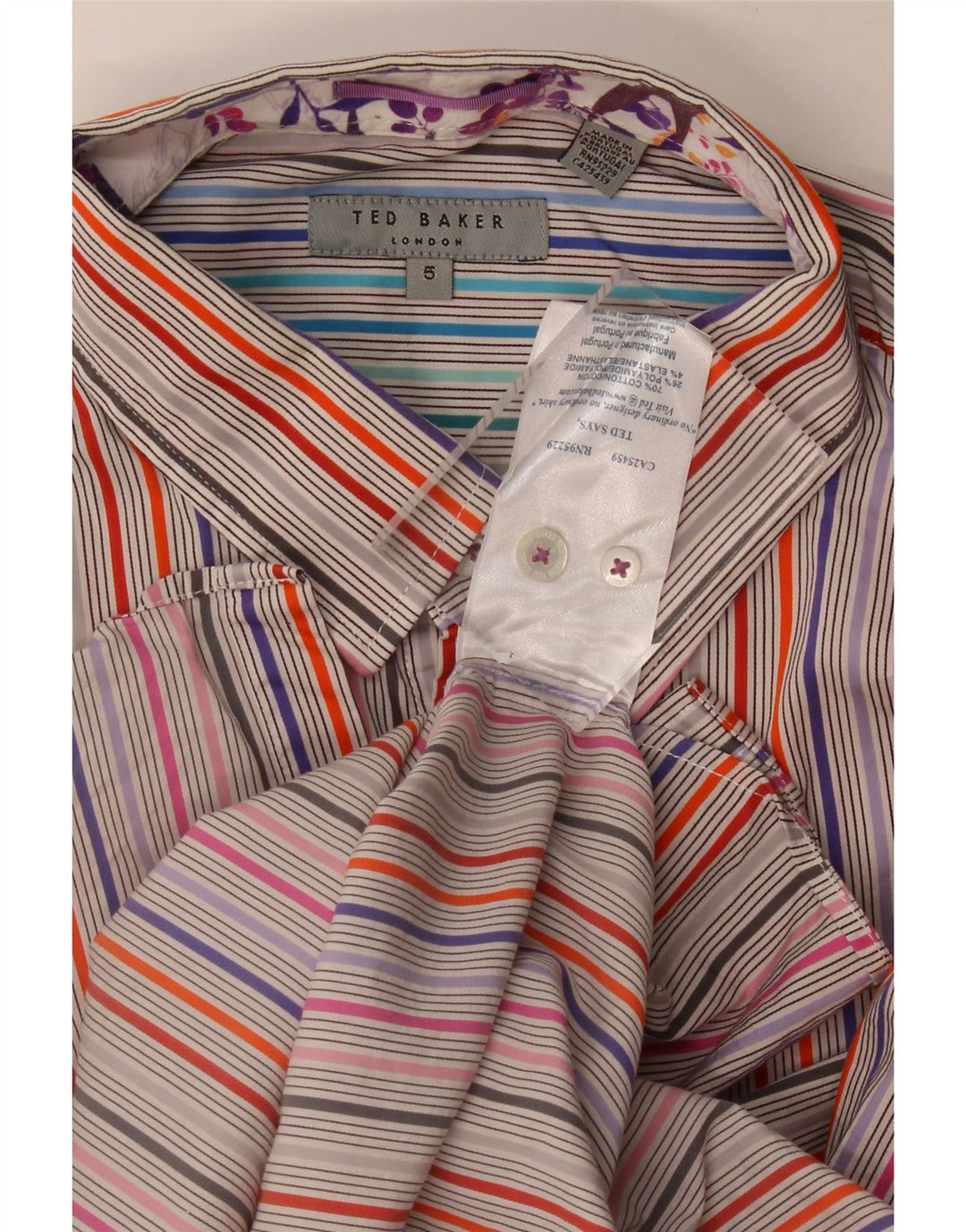 Camisa para hombre Ted Baker Talla 5 XL Algodón a rayas multicolor