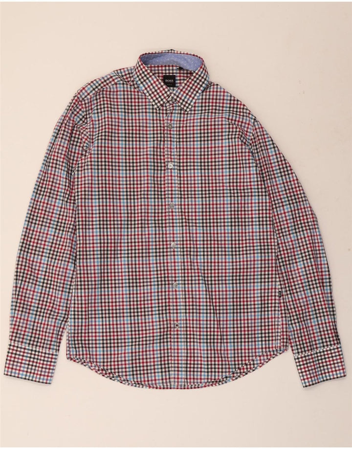 HUGO BOSS Camisa slim fit de hombre de algodón a cuadros multicolor mediano