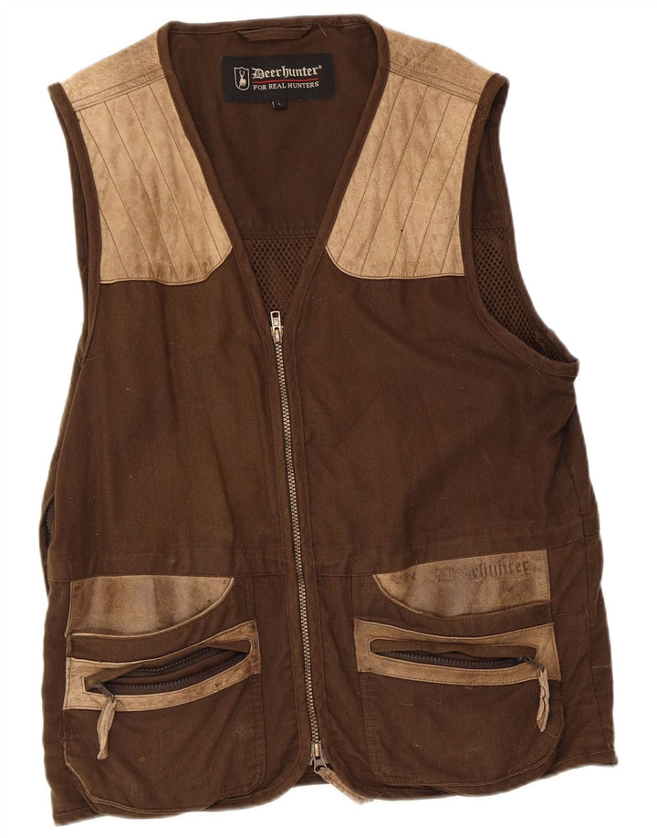 Deerhunter Chaleco para hombre UK 40 Large Marrón Colorblock Algodón