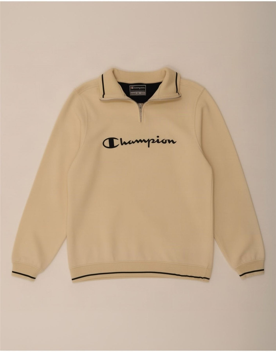 Champion Sudadera Con Cuello Y Cremallera Gráfica Para Hombre Jersey Pequeño De Algodón Beige