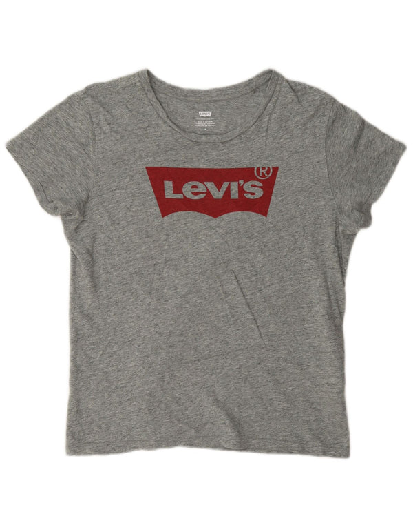 Levi's Camiseta gráfica para mujer Top UK 44 Algodón moteado gris medio