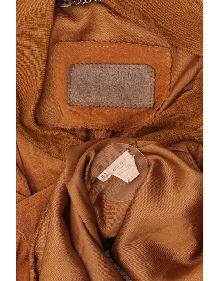 Lusso Chaqueta bomber de ante para hombre IT 52 XL Cuero marrón