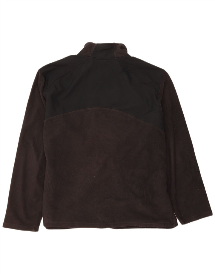 REEBOK Mens Fleece Jacket UK 42 XL Black Colourblock Polyester