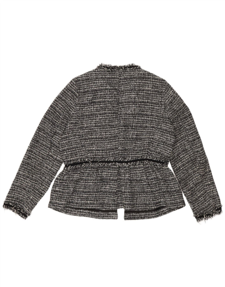 Zara Chaqueta tipo blazer abierta extragrande para mujer UK 6 XS Poliéster a rayas negras