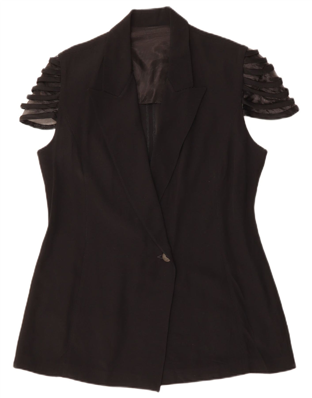 Vintage mujer manga corta 1 botón Blazer chaqueta IT 48 XL acetato negro