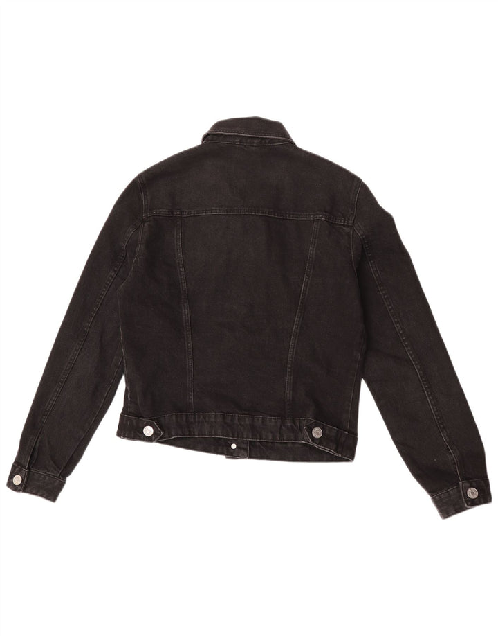 Zara Mujer Crop Denim Chaqueta Reino Unido 42 Mediano Negro