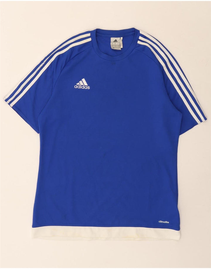 Adidas Hombre Climalite Camiseta Top Azul Medio Colorblock Poliéster