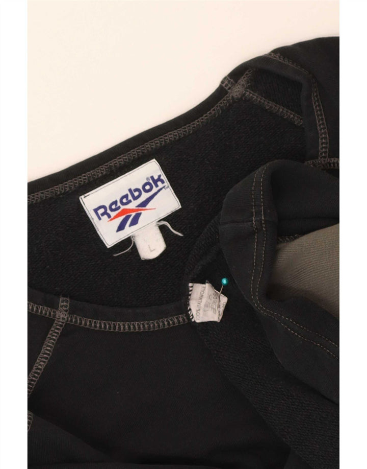 Reebok Sudadera Estampada Con Estampado De Algodón Negro Grande Para Hombre