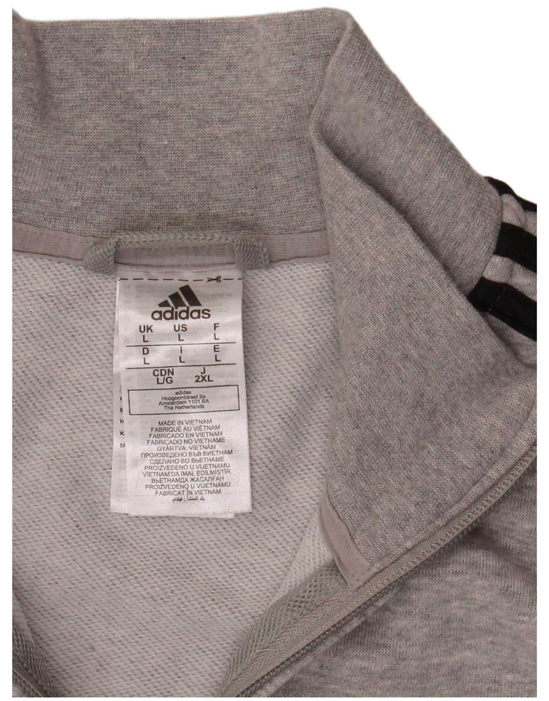 Adidas Mujer Chándal Top Chaqueta Grande Gris Moteado Algodón