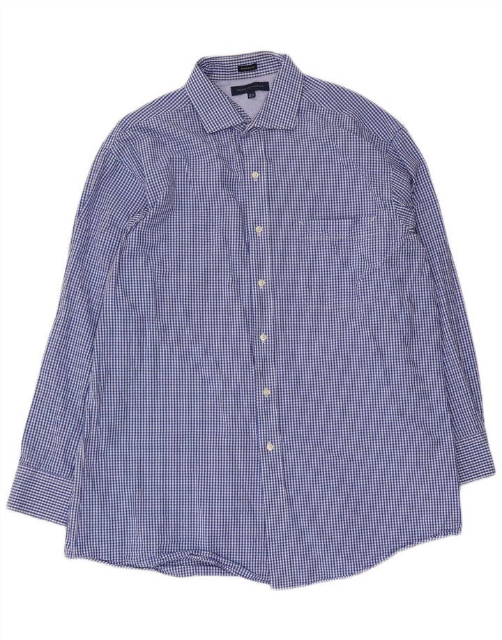 Tommy Hilfiger Camisa de ajuste regular para hombre talla 16 1/2 grande azul guinga