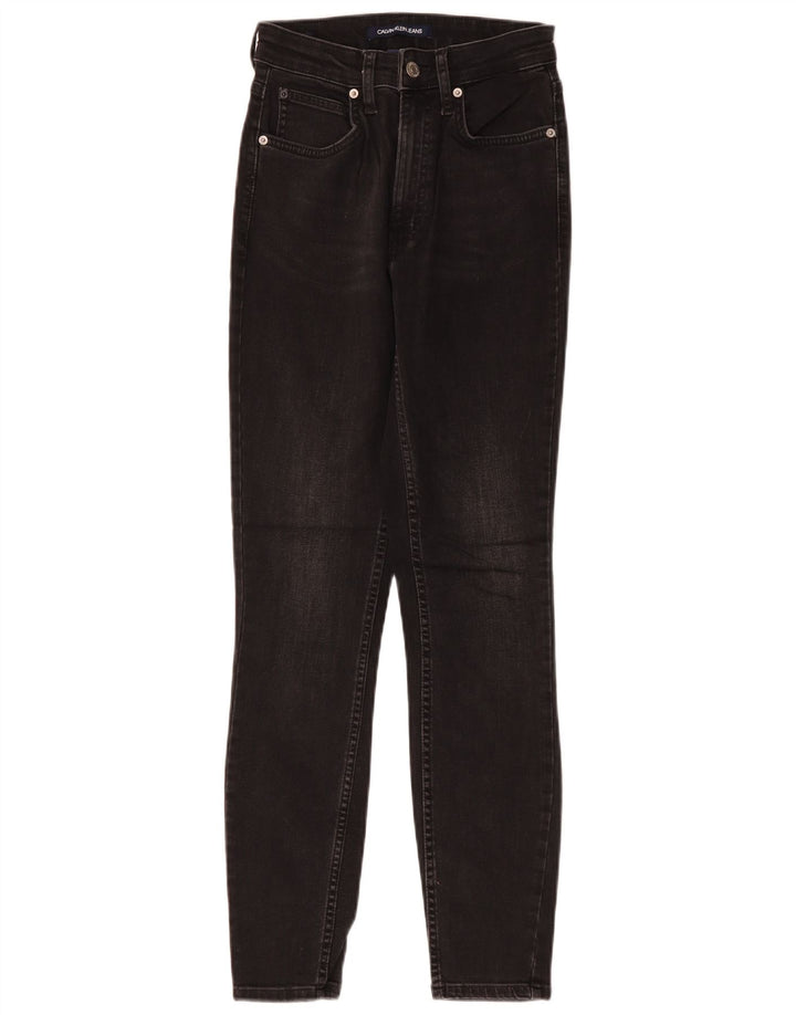 Calvin Klein Jeans Ajustados Para Mujer W26 L30 Algodón Negro