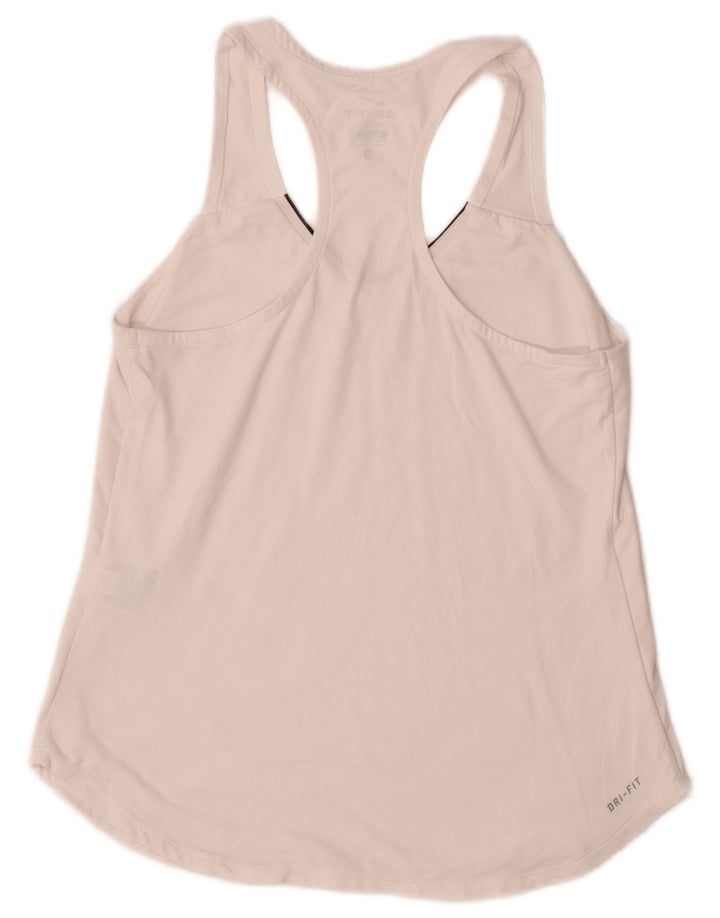 NIKE Mujer Dri Fit Chaleco Top UK 12 Medio Blanco Poliéster