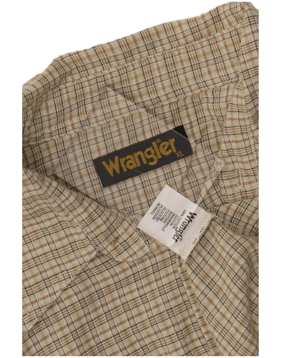 Wrangler Camisa De Manga Corta Hombre XL Algodón A Cuadros Beige