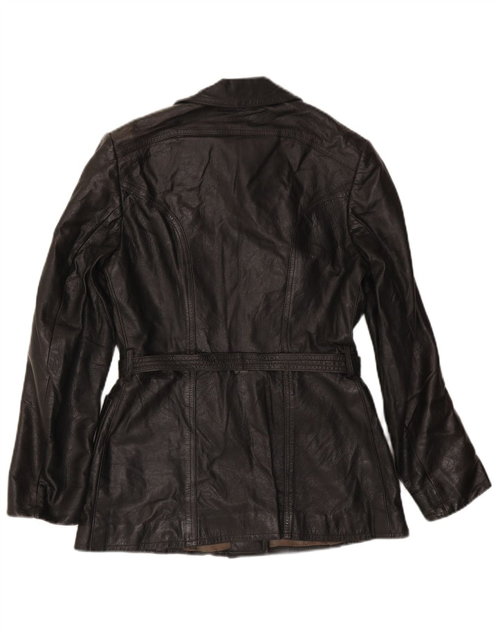 Vintage mujer chaqueta de cuero Reino Unido 10 pequeño negro