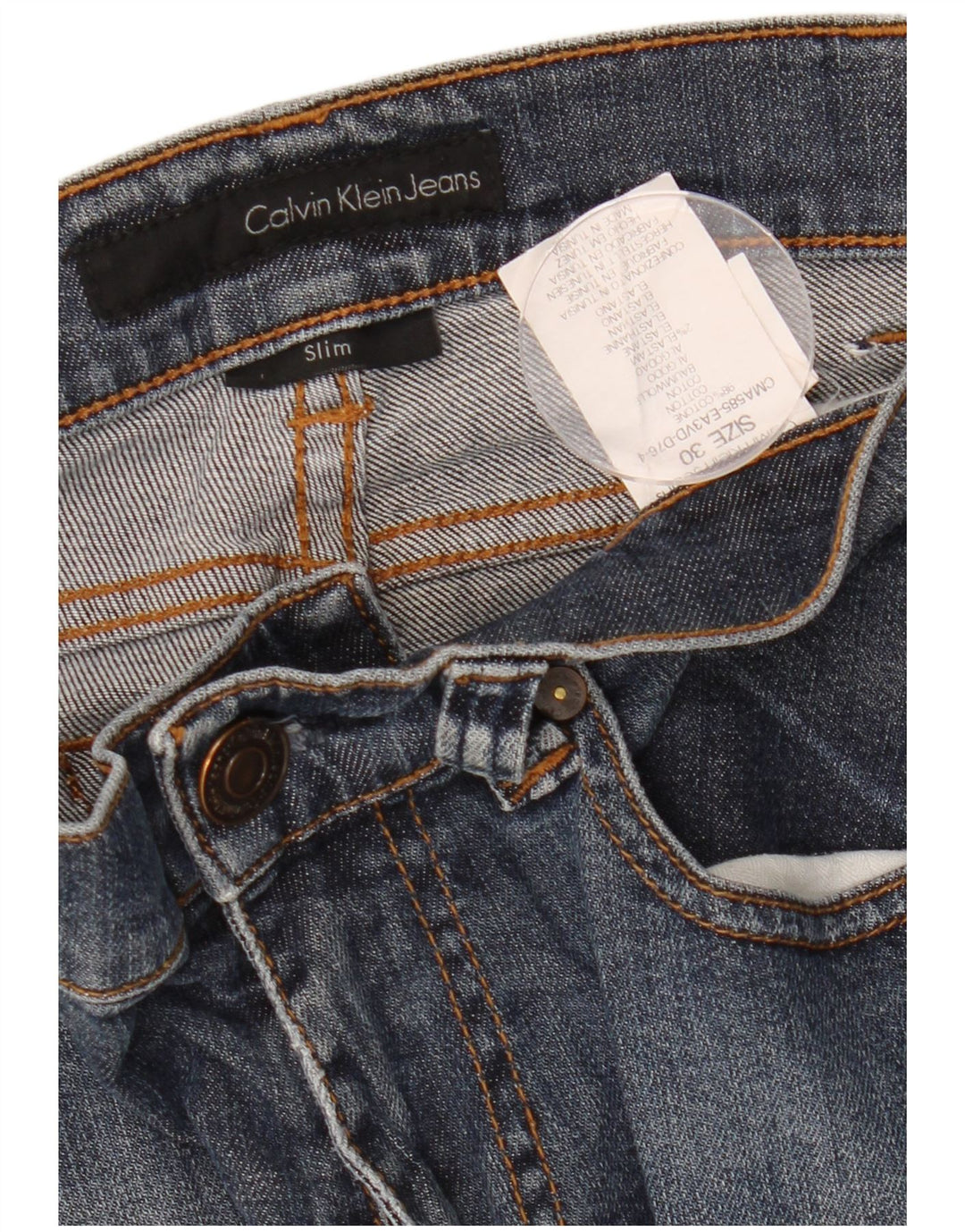 CALVIN KLEIN Vaqueros ajustados para mujer W30 L28 Algodón azul marino
