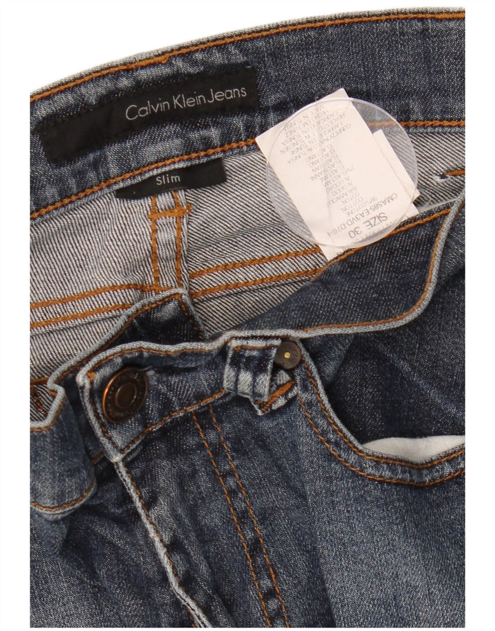 CALVIN KLEIN Vaqueros ajustados para mujer W30 L28 Algodón azul marino