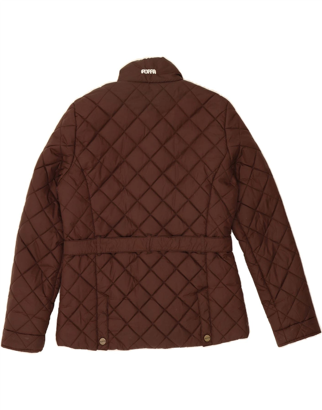 VINTAGE Womens Quilted Jacket UK 14 Large  Brown Nylon Vintage Vintage and Second-Hand Vintage from Messina Hembry 