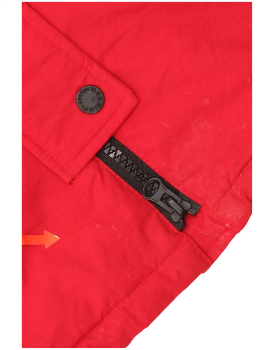 Superdry Parka extragrande con capucha para mujer, talla 40, nailon rojo pequeño