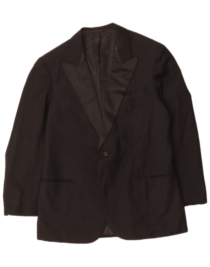 Vintage hombres 1 botón Blazer chaqueta Reino Unido 38 medio negro