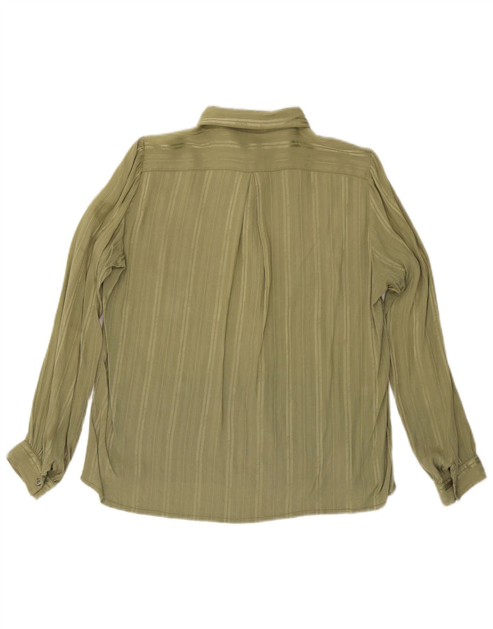 Vintage mujer camisa Reino Unido 16 grande verde rayas