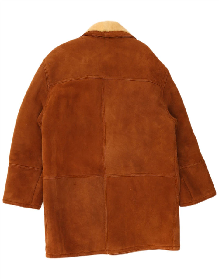 Vintage hombres shearling chaqueta Reino Unido 40 gran marrón shearling