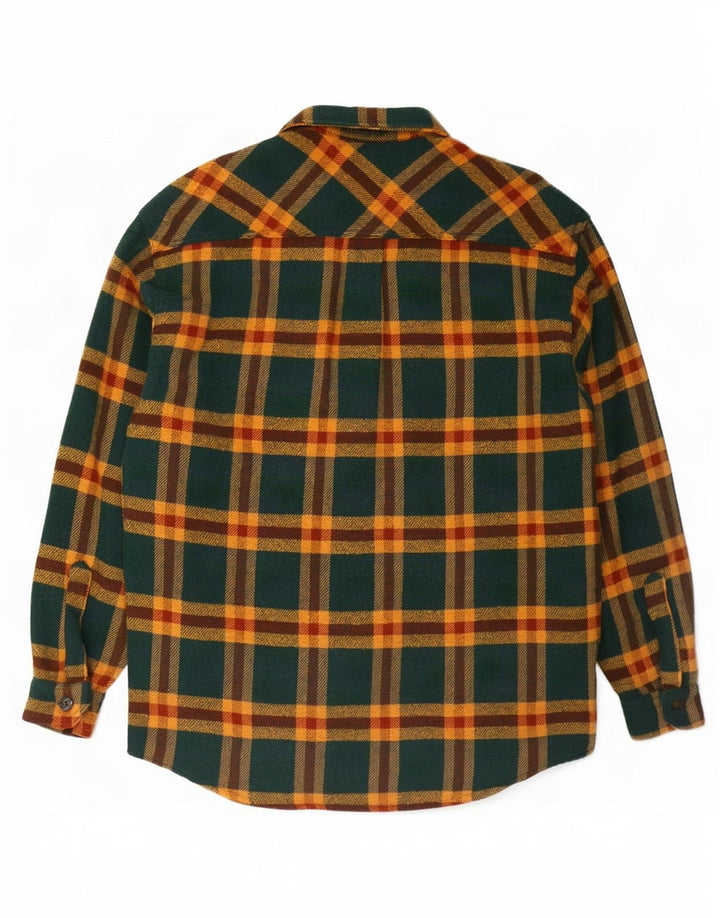Roy Rogers Camisa de franela para hombre con cuadros verdes grandes