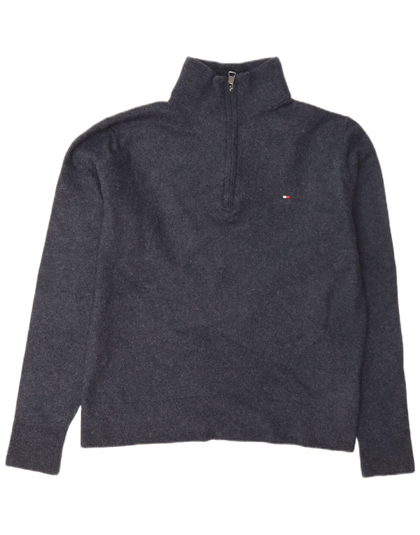 Tommy Hilfiger - Jersey para hombre con cremallera y cuello, talla 2XL, lana azul marino
