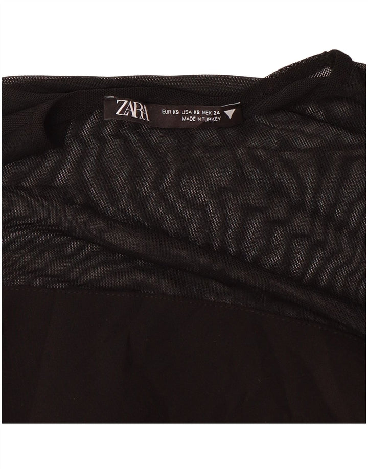 ZARA Womens See Through Long Sleeve Bodysuit UK 4 XS Black