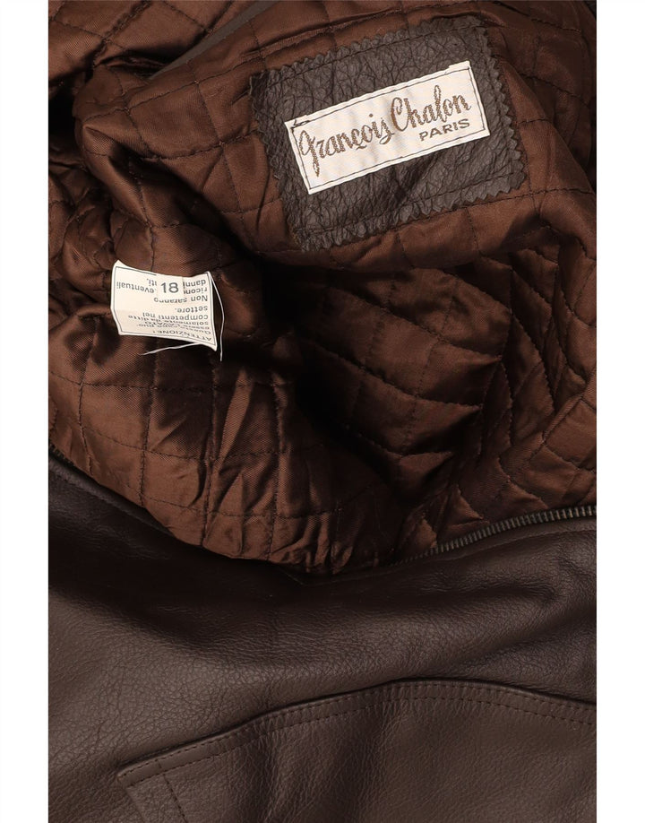 Abrigo de cuero VINTAGE para niños 15-16 años XL cuero marrón