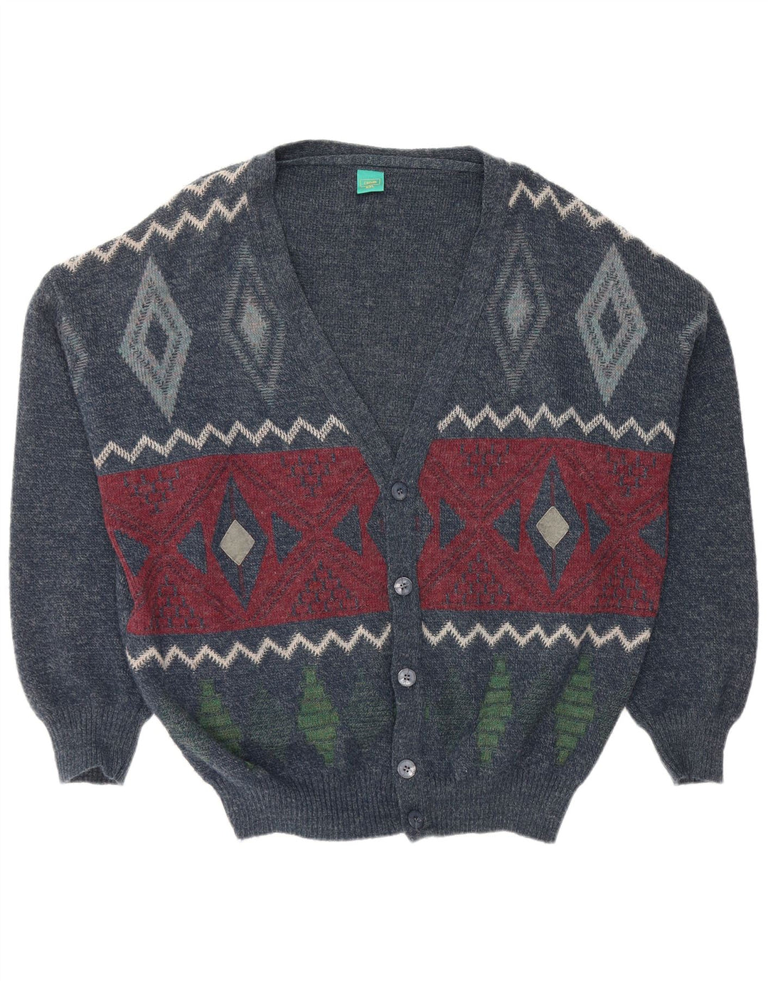 CANDA Suéter tipo cárdigan holgado para hombre 2XL Azul marino Argyle/Diamante Acrílico