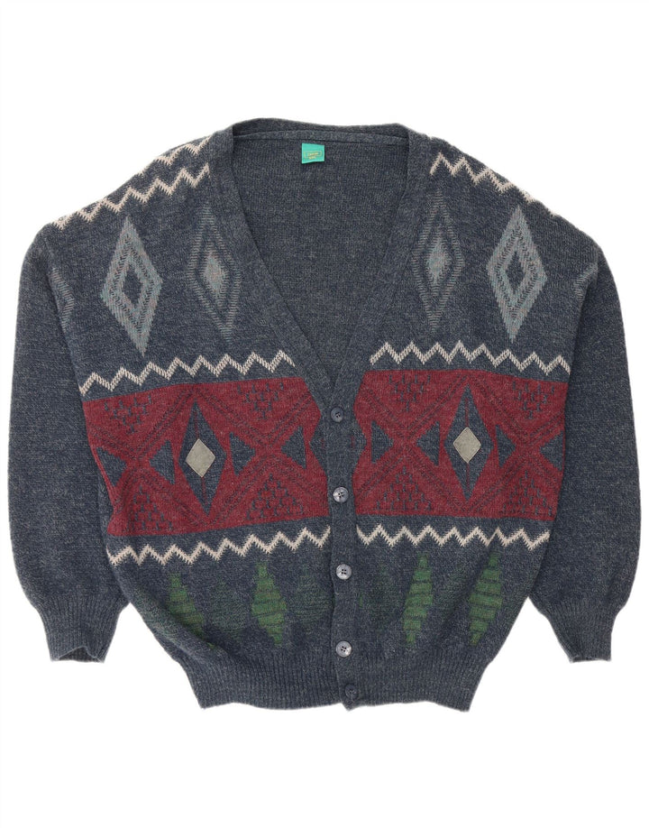 CANDA Suéter tipo cárdigan holgado para hombre 2XL Azul marino Argyle/Diamante Acrílico