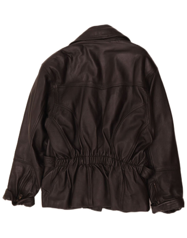 Vintage mujer cuero biker chaqueta Reino Unido 14 cuero negro medio