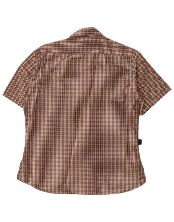 Barbour Camisa de manga corta para mujer UK 44 Algodón a cuadros marrón grande