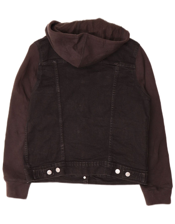 Levi's Chaqueta vaquera con capucha para mujer UK 44 Mediana Algodón negro