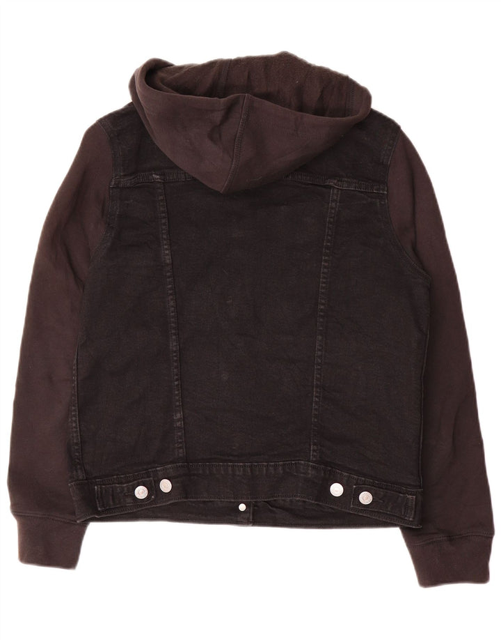 Levi's Chaqueta vaquera con capucha para mujer UK 44 Mediana Algodón negro