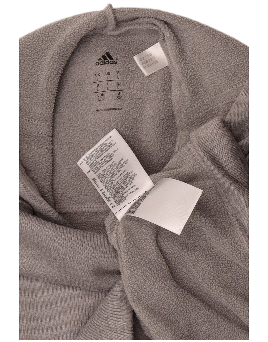 Adidas Hombre Sudadera Con Capucha Jumper Grande Gris Moteado Poliéster