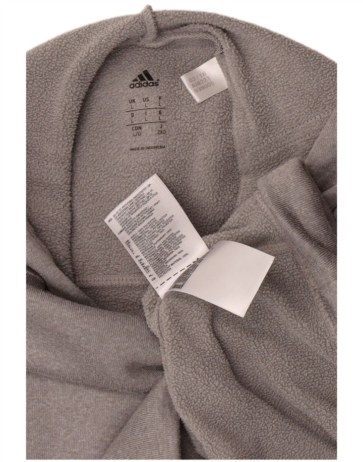 Adidas Hombre Sudadera Con Capucha Jumper Grande Gris Moteado Poliéster